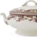 Spode Delamere Vegetable Dish with Cover - British Flowers Porcelain Server with Lid for Vegetables, Stews & Side Dishes, Elegant Dining Room Serveware - (12.2" W x 9" D) Dishwasher & Oven Safe