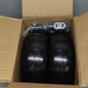 11x4.00-5 Flat Free Lawn Mower Tire and Wheel with Bearing Bore 3/4" or 5/8", 3.4"-4"-4.5"-5" Centered Hub, Smooth Tread Tire for Zero Turn Mowers, 2 Pack