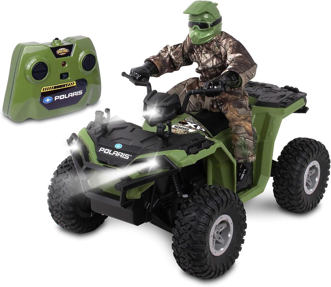 NKOK Realtree 1: 8 Rc Polaris Sportsman XP 1000 with Turbo Boost & Rider, Turbo Boost Feature with Extra Speed, Allows Children to Pretend Play and Use Their Imagination, for Ages 6 and up