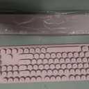 Rechargeable Backlit Wireless Keyboard and Mouse Combo, Retro Typewriter Keyboard with Magnetic Wrist Rest, Light Up Letters, 2.4GHz Cordless Connection for Mac, Windows PC, Laptop (Glowing Pink)