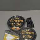 Greencian 96Pcs Groom to Be Party Supplies Groom Shower Bachelor Plates and Napkins Black Gold Theme Party Disposable Paper Tableware Set for Engagement Wedding Bridal Shower Party Supplies Serves 24