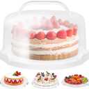 Ohuhu Cake Container, Cake Carrier with Lid and Handle BPA-Free Cake Holder for 10 inch Cake with 2 Handles Cupcake Carrier - Plastic Cover Two Sided Base for Transport Pies Nuts Fruit Perfect Gifts