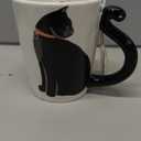 VOTUM Black Cat Coffee Mug, 12 oz Ceramic Tea Cup with Tail Handle and Paw Prints Inside  Cute Handmade Gift for Feline Lovers, Women, Men  Unique Birthday or Holiday Present (12 fluid ounces)