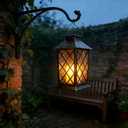 Solar Lanterns Outdoor Hanging Garden Lantern Waterproof LED Flickering Flameless Candle Mission Lights for Table,OutdoorMothers Day Gifts Mom Wife (1pack)