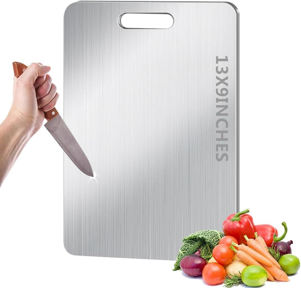 Titanium Cutting Board for Kitchen, Non Stick Chopping Board, Upgrade Double Sided Food-Grade Titanium Board for Kitchen for Meat Cheese Vegetable (X-Medium)