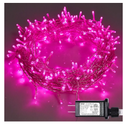 ILLUMINEW Pink String Lights Outdoor Valentines Day Decorations, 8 Modes Fairy Christmas Lights Plug in for Bedroom Tree Outsides Decor (Pink, 300Led)