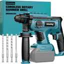 7/8" Rotary Hammer Drill Compatible with Makita 18V Battery: SDS-Plus Cordless Drill with Safety Clutch for Concrete Masonry, 2.5 Joules Power Including 4 Drill Bits