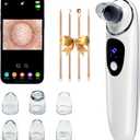 2026 Pore Vacuum with Camerafor, USB Rechargeable Blackhead Remover Vacuum,3 Levels Adjustable Pore Vacuum Blackhead Remover, 2Suction Heads,Face Vacuum Pore Cleanser for Women & Men-White