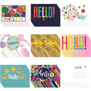 Junkin 80 Pack Hello Postcards Hello Blank Note Cards All Occasion Hello Design Greeting Cards Cute Postcards for Adults Teacher Team Employee Volunteers, 4 x 6 Inch
