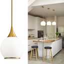 Pendant Lights Kitchen Island: Brushed Gold Light Fixture Farmhouse with Milk Glass - 10 Inch Mid Century Globe Kitchen Lighting Fixtures Ceiling for Dining Room, 1 Pack-10inch