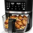 FineMade 12-in-1 Glass Air Fryer Non Toxic,4.5 Quart, Dishwasher-Safe Air fryer Glass Basket, Freidora De Aire De Vidrio, Temperature & Time Programable, PFOA & PFAS Free, Graphite, 4.5 Qt