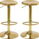 CAROLMADE Bar Stools Set of 2, Adjustable Metal Bar stools Swivel Counter Height Stool, Backless Barstools for Kitchen Island Pub, Gold