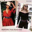 WERFORU Women Vintage Wide Elastic Thick Stretch Belt with Interlock Buckle for Dress (Black)
