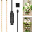 2 Head 13 Inches LED Grow Light Strips, Grow Lights for Indoor Plants Full Spectrum 3500K, 96 LEDs Plant Light with Auto On/Off and 3/9/12H Timer, 10 Dimmable Levels for Seedling Succulent