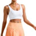 RUNNING GIRL High Impact Sports Bras for Women, High Support Running Strappy Women's Sports Bra with Sewn in Pads (White, XL)