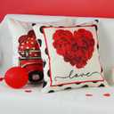 ONWAY Valentines Day Pillow Covers 18x18 Set of 4 Red Rose Heart Truck Love Buffalo Plaid Stripes Decorative Throw Cushion Case for Home Decorations