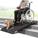 5FT Portable Wheelchair Ramp with Quick-Lock, Black Seamless Non-Slip Aluminum Folding Handicap Ramp,Threshold Ramp for Doorways, Wheel Chair Ramp for Home Steps