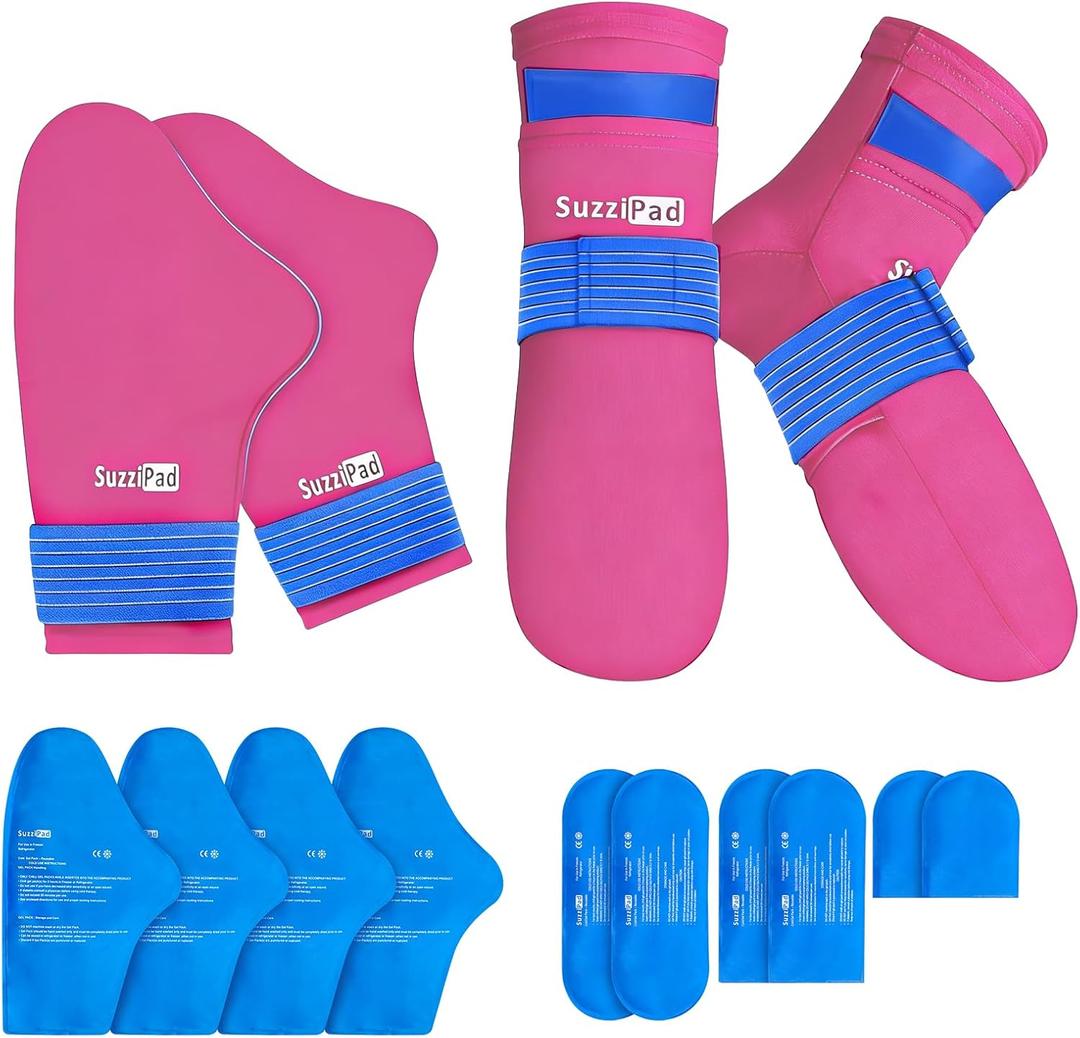 SuzziPad Cold Therapy Socks & Hand Ice Pack Gloves for Chemo Care Package for Women, Chemotherapy Plantar Fasciitis Relief, Neuropathy, Arthritis, S, Bright Pink