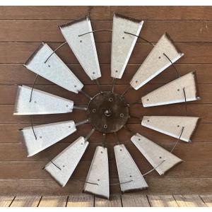 Nightclawing Rustic Metal Windmill Wall Decor, 36 x 36 inches, Farmhouse Style (Silver)