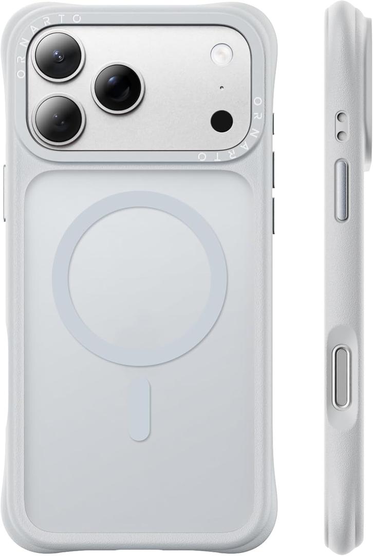 ORNARTO Magnetic for iPhone 17 Pro Max Case, 7X Military-Grade Drop Protection, Compatible with MagSafe, Slim Shockproof Translucent Matte Phone Case for iPhone 17 Pro Max 6.9", Light Gray