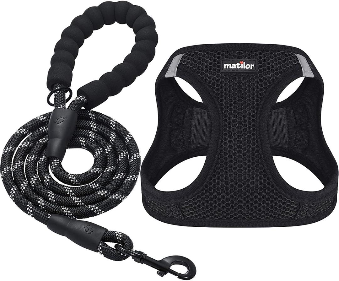 Dog Harness Step-in Breathable Puppy Cat Dog Vest Harnesses for Small Medium Dogs (X-Large (Chest 20''-24'', Weight 18-28 lb), Black)