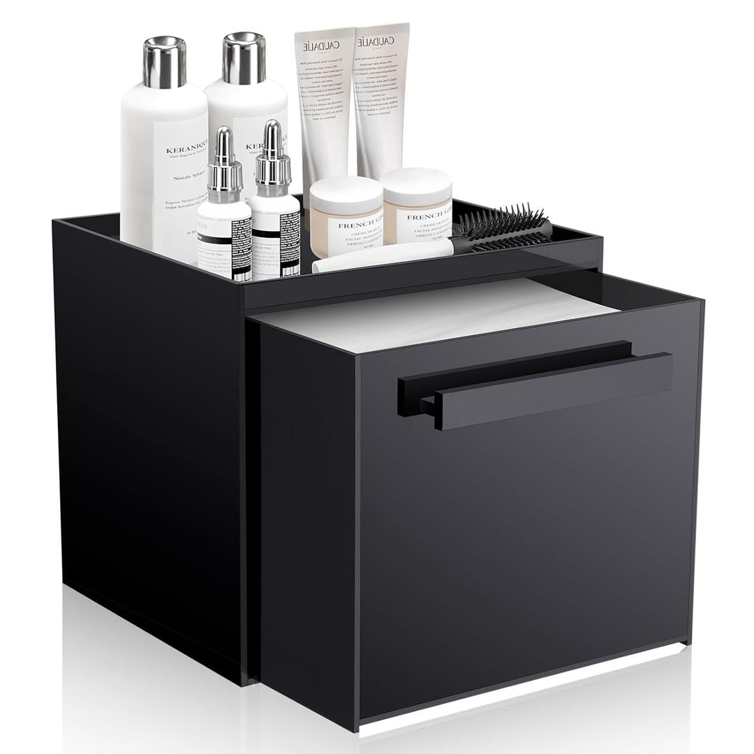Disposable Face Towel Storage Box Compatible with Clean Skin Club Clean Towel XL Acrylic Cosmetic Organizer Container Box Facial Towels Holder with Drawer Wall-Mounted (Glossy Black) Disposable Face Towel Storage Box Compatible with Clean Skin Club Clean Towel XL Acrylic Cosmetic Organizer Container Box Facial Towels Holder with Drawer Wall-Mounted (Glossy Black)