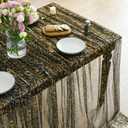 Horaldaily Black Gold Gauze Tablecloth 60x84 Inch Rectangular, Golden Sequin Glitter Metallic Foil, Sheer Tulle Cheesecloth for Wedding Baby Shower Ceremony Birthday