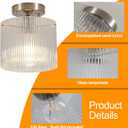 Modern Semi Flush Mount Ceiling Light, Industrial Clear Glass Ceiling Light Fixture, Crystal Ceiling Lamp, Modern Ceiling Lamps, Farmhouse Light for Entryway Hallway Kitchen Dining Room, Nickel