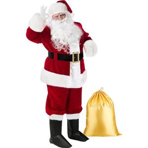 Christmas Santa Claus Costume Set Santa Costume for Men Deluxe Santa Suits XL