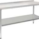 HARDURA Stainless Steel Table Prep & Work Table 24 x 60 Inches NSF Heavy Duty Commercial with Undershelf and Backsplash for Restaurant Kitchen Home and Hotel