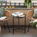 Party Zealot Set of 2 Small Round Metal Side Tables 13 Inches Black Outdoor End Tables for Patio, Balcony, Porch or Garden Weather-Resistant Corner Coffee Table for Small Spaces & Indoor Plant Stand