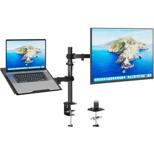 Redbat Monitor and Laptop Mount Stand, Fully Adjustable Monitor Arm with Vented Tray for 13" to 32" LCD Screens and Notebook up to 16", Holds up to 22lbs, VESA Compatible, Dual Mounting Options