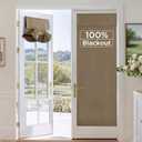 RYB HOME 100% Blackout French Door Curtain - Door Window Curtains Room Darkening No Coating Thermal Insulated Privacy Protection Adhesive Cover for Glass Window, W 26 x L 72, 1 Panel, Mocha
