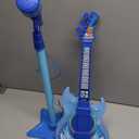 Guitar and Microphone Play Set for Boys New Upgrade, Karaoke Machine with Music&Light, Microphone Toys with Stand, Adjustable Height Guitar Toys for Kids, Toddlers, Child (blue)