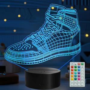 Sneaker Gifts, Sport Shoes, Sneaker Gifts 3D Illusion Lamp with Remote Control, 16 RGB Colors, 4 Flashing Modes, Timer, Dimmable, Kids Room Decor
