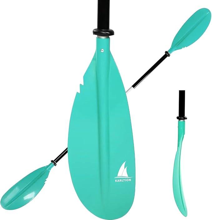 Kayak Paddle - Adjustable 2 Pieces Aluminum Alloy Shaft with Glass Fiber Blade for Surfing,Oar Fishing Easy Packable Travel (86"-1 paddle, Mint Green)