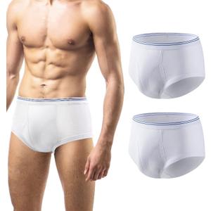 Incontinence Underwear for Men Washable 2-Pack Men's Urinary Incontinence Briefs Reusable Incontinence Underwear for Leak Protection,Comfort, Built in Cotton Pad, Incontinence Underwear, X-Large (X-Large, White-2pcs)