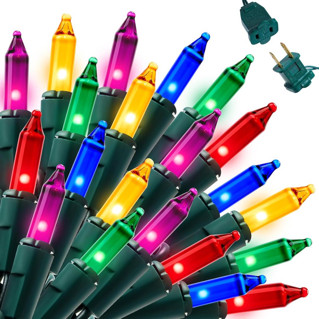 Joiedomi Multicolor Christmas String Lights, 300(2x150) 62.4FT Christmas Fairy Tree Lights Plug in for Indoor Outdoor Xmas Decorations Patio Holiday Theme Party Yard House, Green Wire