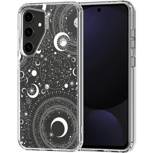 MOSNOVO Case for Samsung Galaxy S24 FE, [Buffertech 6.6ft Military-Grade Drop Protection] [Anti Peel Off Tech] Clear TPU Bumper Phone Case Cover Design - Constellation