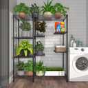 Xiofio 8-Tier Plant Stand for Indoor Outdoor, Large Plant Shelf Rack, Plant Stand Indoor Multiple,Adjustable Flower Stand for Bedroom, Living Room, Balcony, Garden, Black