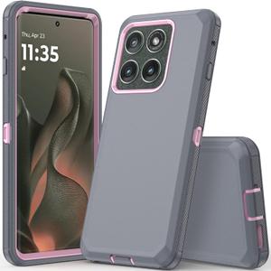COOYA for Motorola Edge 5G 2025 Case, Heavy Duty Full Body Drop Protection Rugged Shockproof 3-Layer Hybrid Non-Slip Rubber Case, Front Bumper Hard Shell, Raised Edge, Port Anti Dust Cover, 6.7'' Grey