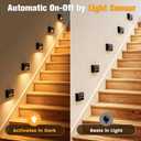 VOLISUN Motion Sensor Stair Light Rechargeable 6 Pack, Night Lights 3 Modes & 3 Color Temperatures, Magnetic Rechargeable Stick-On Lights for Stairs, Hallway, Cabinet(Black)