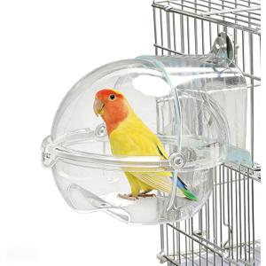 Bird Bath Box for Cage,Parrot Hanging Planet Bathtub No-Leakage Transparent Omnidirectional Observation Tub Shower Box Birds Cage Accessory for Canary Parrot Cockatiel Lovebird