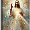 Holy Jesus Canvas Wall Art Religious Christianity Holy Jesus Poster Print Gallery Home Decor Painting Suitable for Bedroom Living Room Prayer Room Church Sunday School 16 x 24 in Ready to Hang