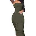 BORIFLORS Women's Basic Sleeveless Tube Top Sexy Strapless Bodycon Midi Club Dress (Large)