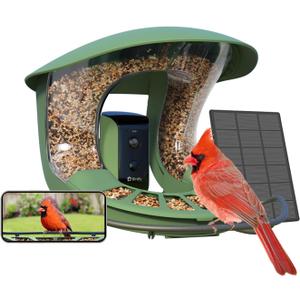 Birdfy 2 Smart Bird Feeder 3 Lenses & 2 Cameras, Dual Angles, Solar-Powered, Wireless Birdwatching, Permanent AI Identify 6000+ Bird Species & Motion Detection, Gift Present
