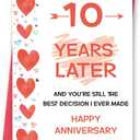 FANCYLUCKY Funny 10 Years Anniversary Card Gifts for Him Her, Romantic 10th Anniversary Card for Husband Wife, Happy Tin Wedding Card for Couples