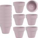 Fcacti Mini Pink Terracotta Clay Flower Pots 2 inch with Drainage Holes for Tiny Cactus Herb lithop, Small Succulent Planter Nursery Plant Pot,(FC-48-12-P)