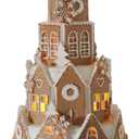 Braxio Indoor Christmas Decorations Resin Gingerbread House with LED Light - Traditional Cottage & Church Village Collectible Figurines, 5.0 x 5.0 x 8.25 Inch, Gingerbread Color