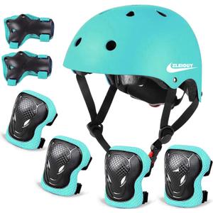 Adjustable Helmet for Ages 3-16 Kids Toddler Boys Girls Youth,Protective Gear with Elbow Knee Wrist Pads for Multi-Sports Skateboarding Bike Riding Scooter Inline skatings Longboard Roller Skate (Small: 18.9"-21.26" / 48cm-54cm, Light green)